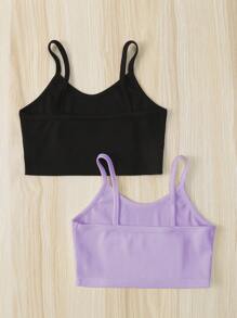 SHEIN 小女童2入組條紋針織吊帶上衣 - 彩色 - 查看 2