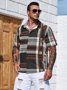 Manfinity Homme Đàn ông cộng In kẻ sọc Áo sơ mi - Nhiều màu - Xem 4