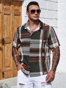 Manfinity Homme Đàn ông cộng In kẻ sọc Áo sơ mi - Nhiều màu - Xem 6