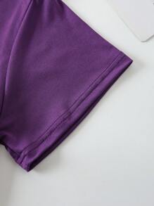 SHEIN Essnce Áo thun nữ Hoa Đồ họa Giải trí - Màu tím - Xem 3