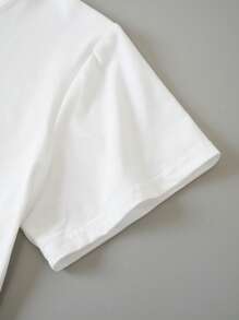 SHEIN Essnce Audiotape And Floral Print Tee - White - View 4