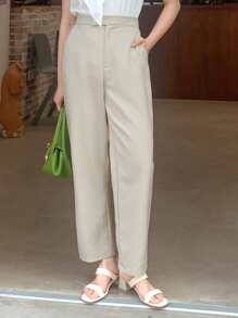 DAZY Solid Slant Pocket Suit Pants - Khaki - View 3