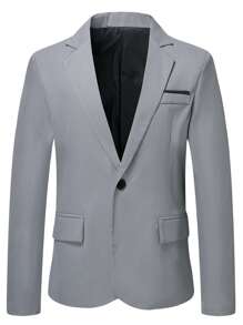Manfinity Mode Men Plus Single Button Blazer - Grey - View 3