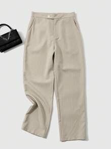 DAZY Solid Slant Pocket Suit Pants - Khaki - View 13