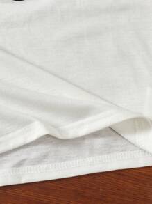 SHEIN 女大童人像圖案T恤和波卡圓點闊腿褲套裝 - 藍白色 - 查看 5