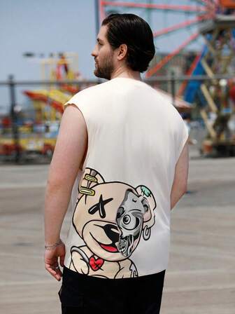 Manfinity Roughcore Hombres Top tank con estampado de dibujos animados