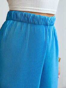 MOTF PREMIUM ELASTIC WAIST PLISSE PANTS - Blue - View 3