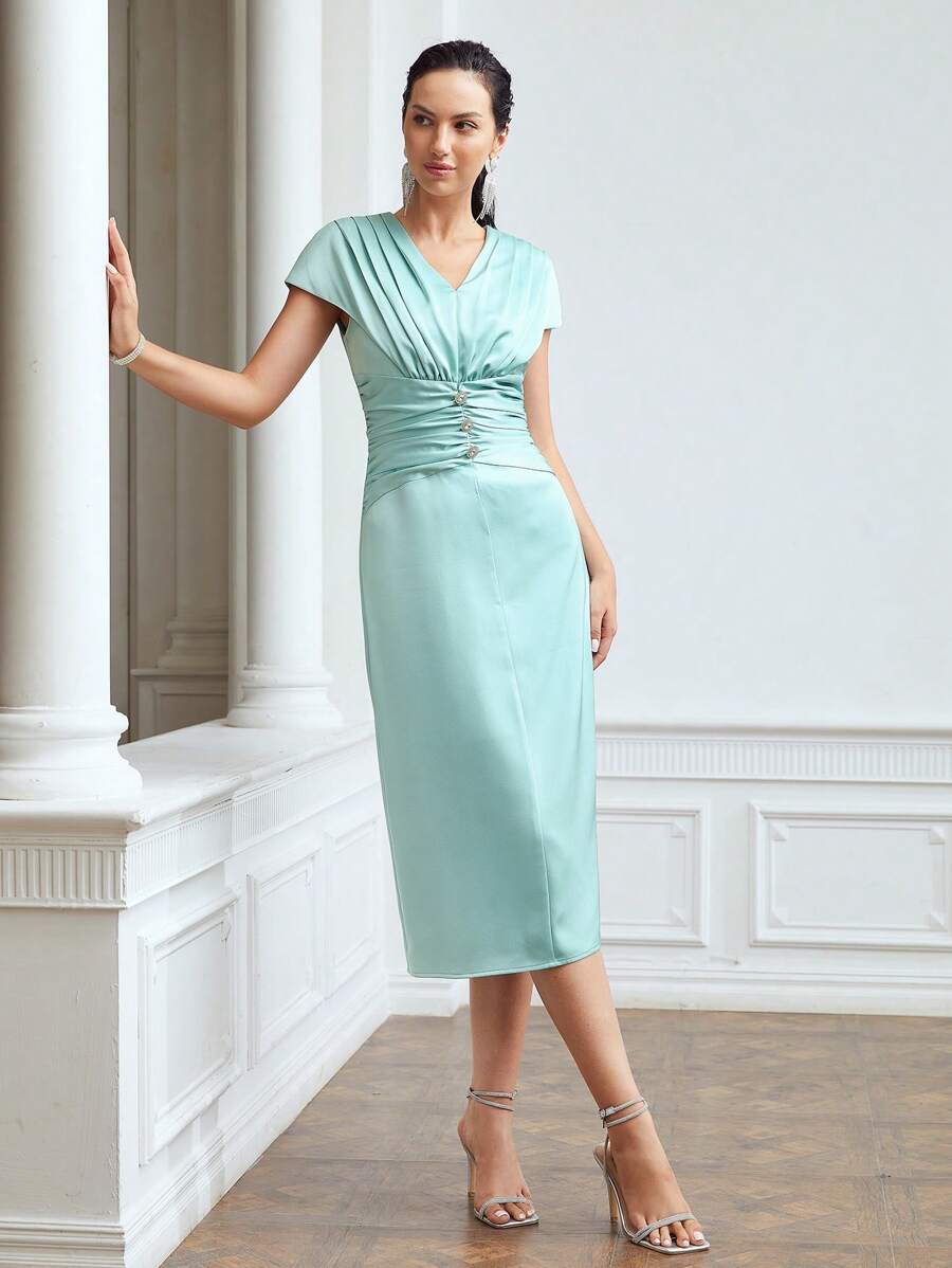 MOTF PREMIUM Vestido fruncido con abertura