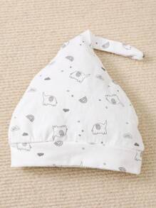 SHEIN Vintaside Kids Baby Boy Cartoon Graphic Button Front Tee & Pants & Hat