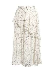 DAZY 波卡圓點荷葉邊半身裙 - 杏色 - 查看 6