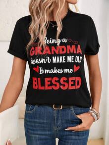 SHEIN LUNE 標語圖案T恤 - 黑色 - 查看 4