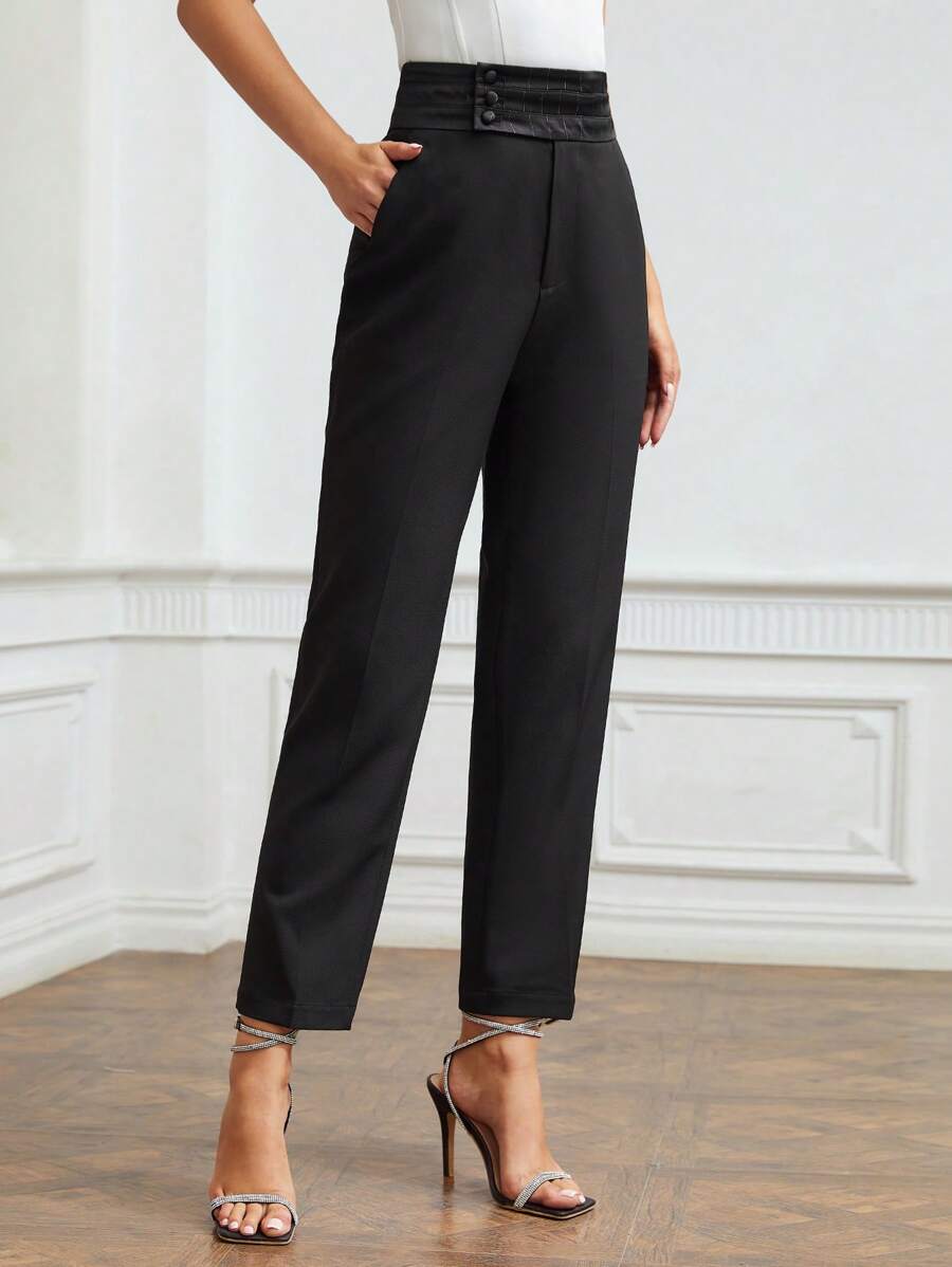 BUTTON-WAIST CROPPED DRESS PANTSMotf