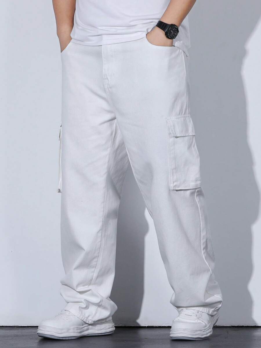 Manfinity Hypemode Men Plus Flap Pocket Side Cargo Pants - Beige - View 1