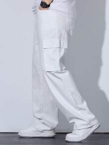 Manfinity Hypemode Nam Plus Túi nắp bên cạnh Quần Cargo - Màu be - Xem 5