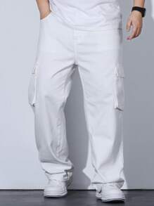 Manfinity Hypemode Nam Plus Túi nắp bên cạnh Quần Cargo - Màu be - Xem 6