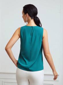 MOTF PREMIUM ASYMMETRICAL SEQUIN BLOUSE - Teal Blue - View 5