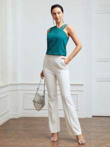 MOTF PREMIUM ASYMMETRICAL SEQUIN BLOUSE - Teal Blue - View 8