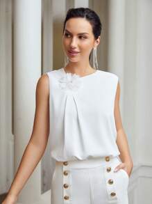 MOTF PREMIUM Blusa flor aplique - Blanco - Ver 7