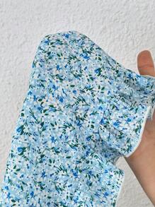 SHEIN VCAY Áo liền quần nữ Cắt ra Xù Viên lá sen Thắt nơ trước Họa tiết hoa Boho - Nhiều màu - Xem 6