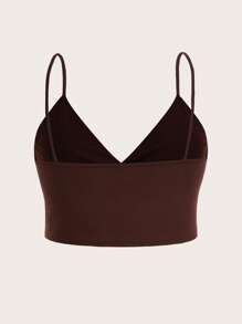 SHEIN BASICS Plus Solid Crop Cami Top - Chocolate Brown - View 2