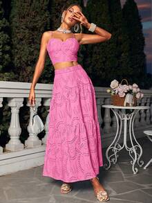 Solid Cami Top & Ruffle Hem Skirt - Pink - View 5