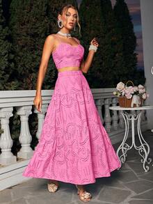 Solid Cami Top & Ruffle Hem Skirt - Pink - View 6