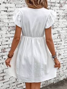 SHEIN VCAY Đầm Xù Thêu Hoa Dễ thương - trắng - Xem 2