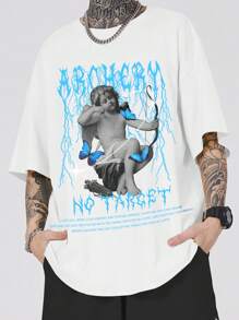 ROMWE MEN Street Life Men Letter & Figure Graphic Tee - White - View 6