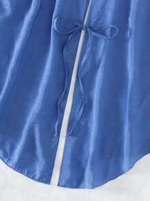 後綁帶開門襟和服罩衫 - 藍色 - 查看 4