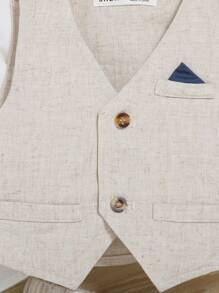 SHEIN Leap Crew Baby Boy Bow Front Shirt & Vest Jacket & Trousers - Multicolor - View 5