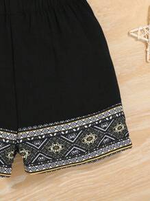 SHEIN 男嬰地理印花開襟外套和短褲（無 T 卹）「兄弟姐妹裝」（3 件單獨出售） - 黑色 - 查看 4