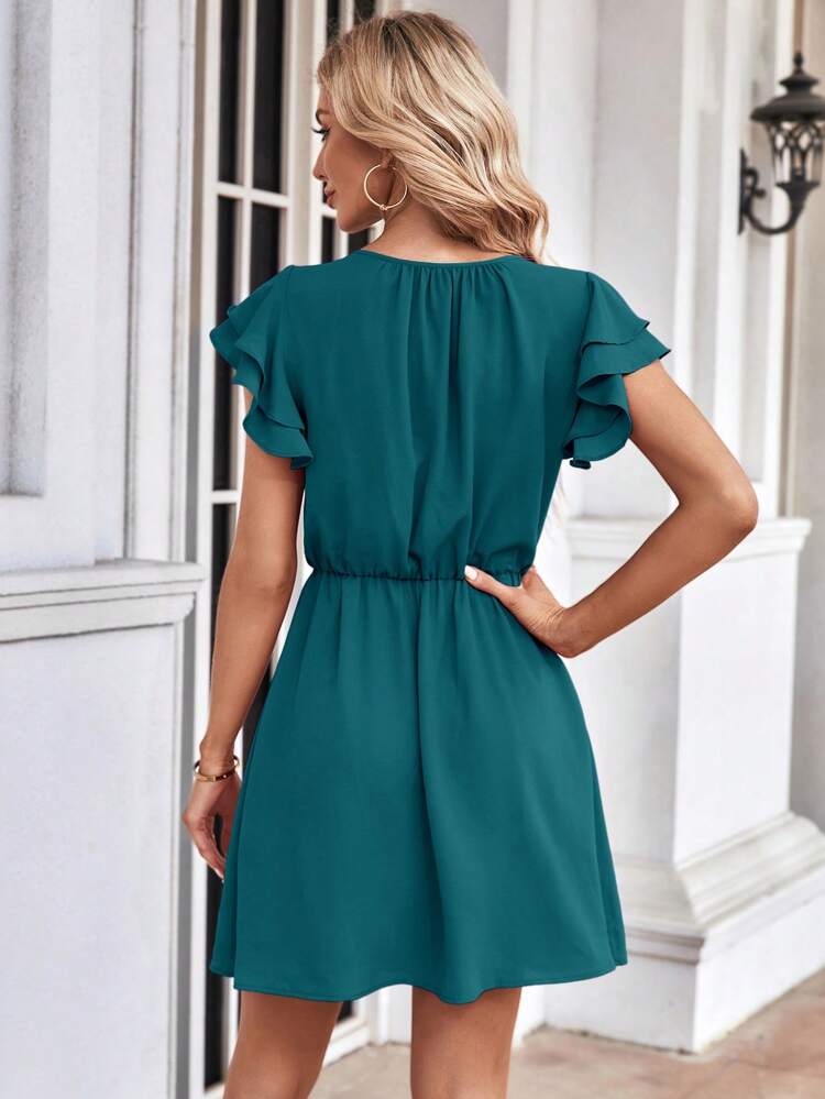 Tie Neck Butterfly Sleeve Dress