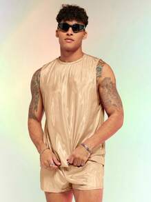 FeverCity Bộ hai mảnh Nam Dây kéo Túi màu trơn Giải trí - Vàng - Xem 4