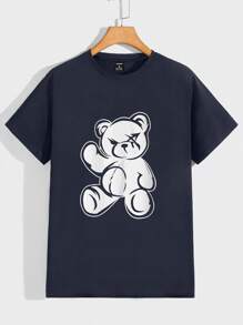 Manfinity Hypemode Men Bear Print Tee - Navy Blue - View 1