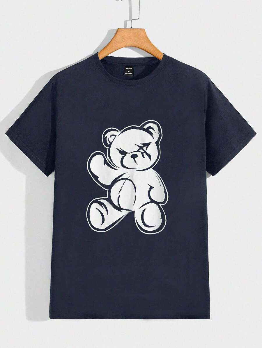 Manfinity Hypemode Men Bear Print Tee - Navy Blue - View 1