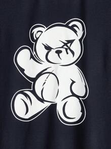 Manfinity Hypemode Men Bear Print Tee - Navy Blue - View 3