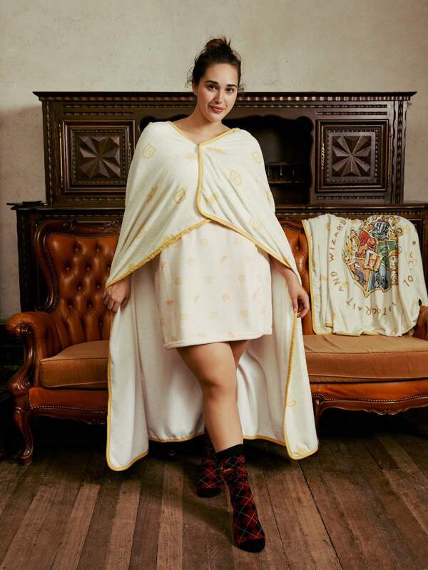 HARRY POTTER X SHEIN 1pc Cartoon Graphic Wearable Blanket, Modern