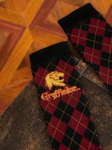 HARRY POTTER X SHEIN 1雙女性獅子頭圖案學院風高筒襪 - 彩色 - 查看 3