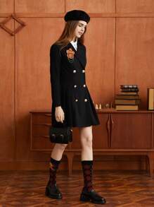 HARRY POTTER X SHEIN 1雙女性獅子頭圖案學院風高筒襪 - 彩色 - 查看 6