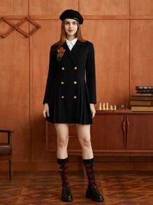 HARRY POTTER X SHEIN 1雙女性獅子頭圖案學院風高筒襪 - 彩色 - 查看 7