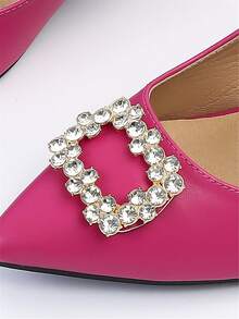 Mujer con diseño de diamante de imitación de punta Tacones gruesos , atractivo exterior Zapatos de salón destalonados - Rosa Fucsia - Ver 5