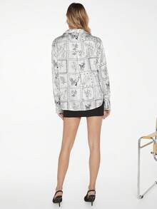 BizChic 印花前紐扣襯衫 - 黑與白 - 查看 2