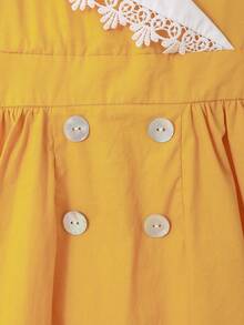 SHEIN 小女童鏤空蕾絲花邊泡泡袖洋裝