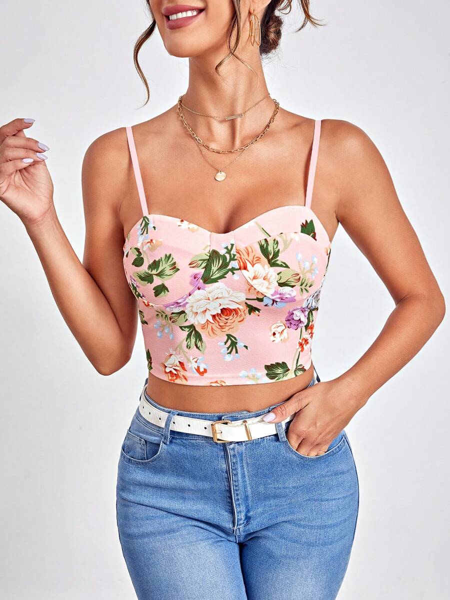 SHEIN Privé Áo khoác và áo lót dành cho xe tăng nữ Hoa Boho - Nhiều màu - Xem 1