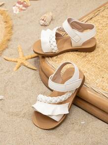 Cô gái bện chi tiết Hook-and-loop Fastener Quai đeo mắt cá chân cho ngoài trời - trắng - Xem 3