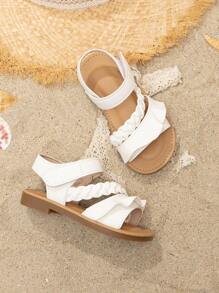 Cô gái bện chi tiết Hook-and-loop Fastener Quai đeo mắt cá chân cho ngoài trời - trắng - Xem 5