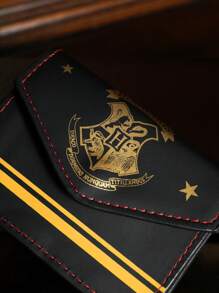 HARRY POTTER X SHEIN 哈利波特霍格沃茨字母图案黑色 PU 卡夹，礼物 - 黑色 - 查看 3