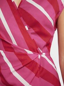 BizChic Striped Print Batwing Sleeve Wrap Dress Workwear - Multicolor - View 6