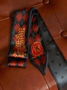 HARRY POTTER X SHEIN 1pc Women Gryffindor Plaid Pattern Preppy Style Scarf Elegant, Harrypotter - Multicolor - View 3