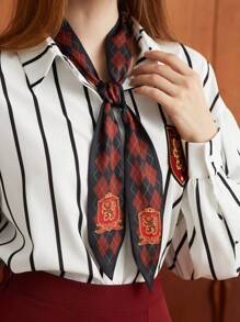 HARRY POTTER X SHEIN 1pc Women Gryffindor Plaid Pattern Preppy Style Scarf Elegant, Harrypotter - Multicolor - View 7